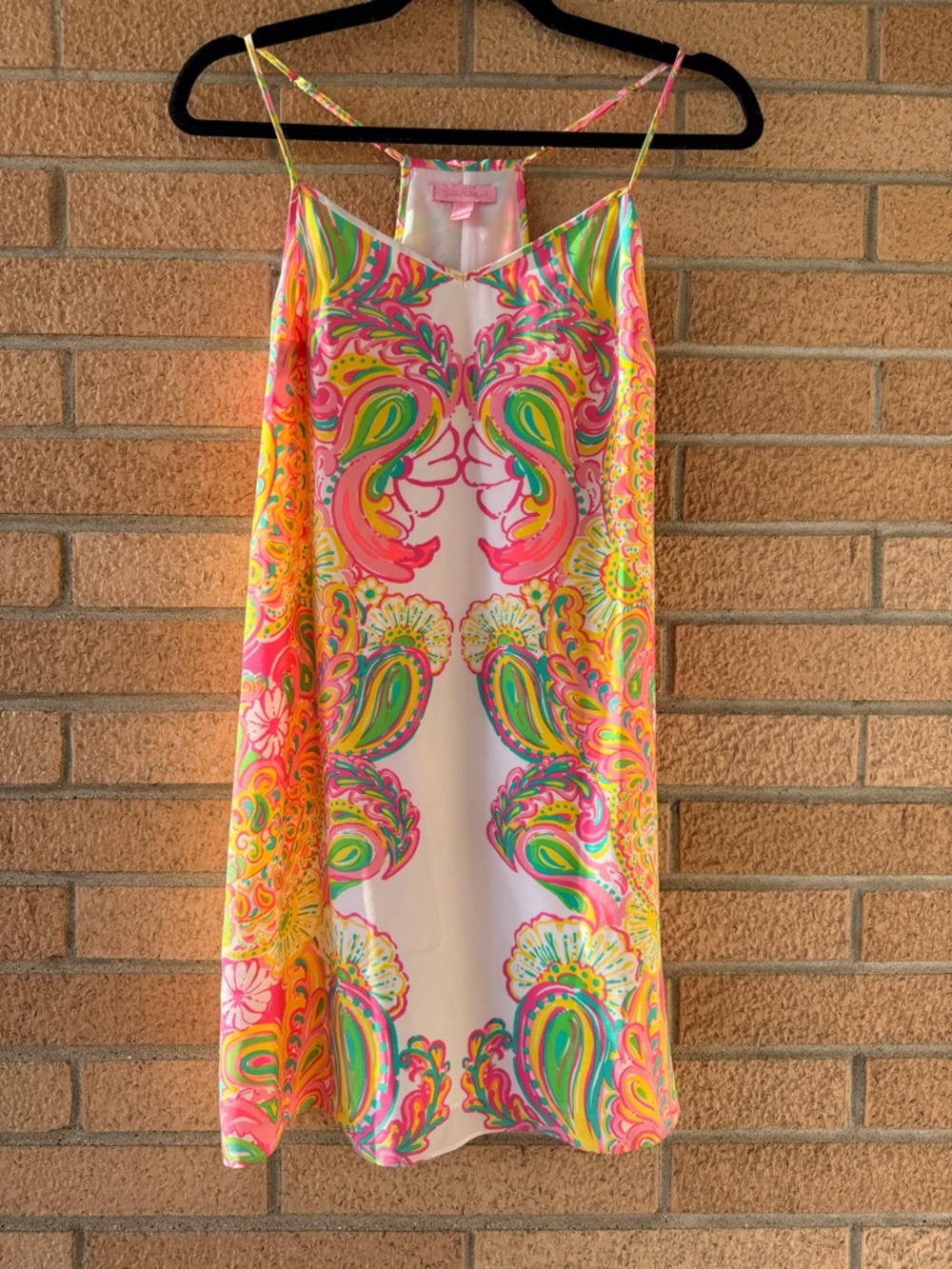 Vibrant Lily Pulitzer Silk Hotty Pink Double Trouble Slip Dress